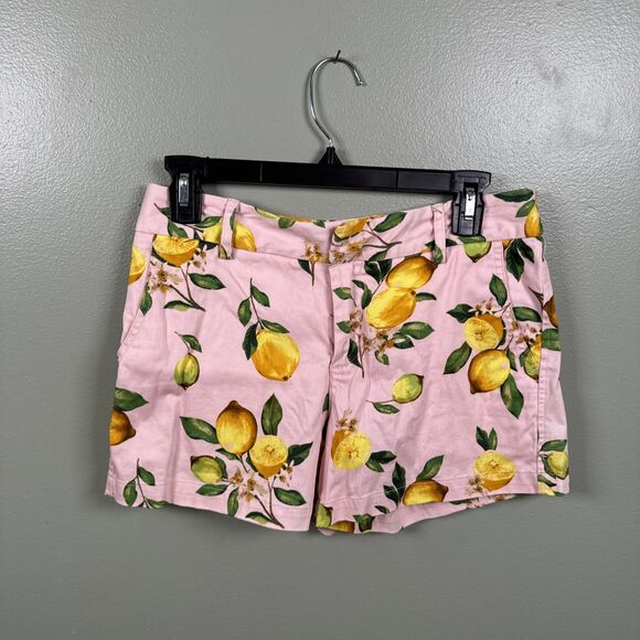 Cynthia Rowley Women Chino Shorts Pink With Lemon Print Size‎ 2 - Picture 1 of 9